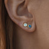 Culturesse Miray Dainty Opal Stud Earrings (Gold Dark Blue)