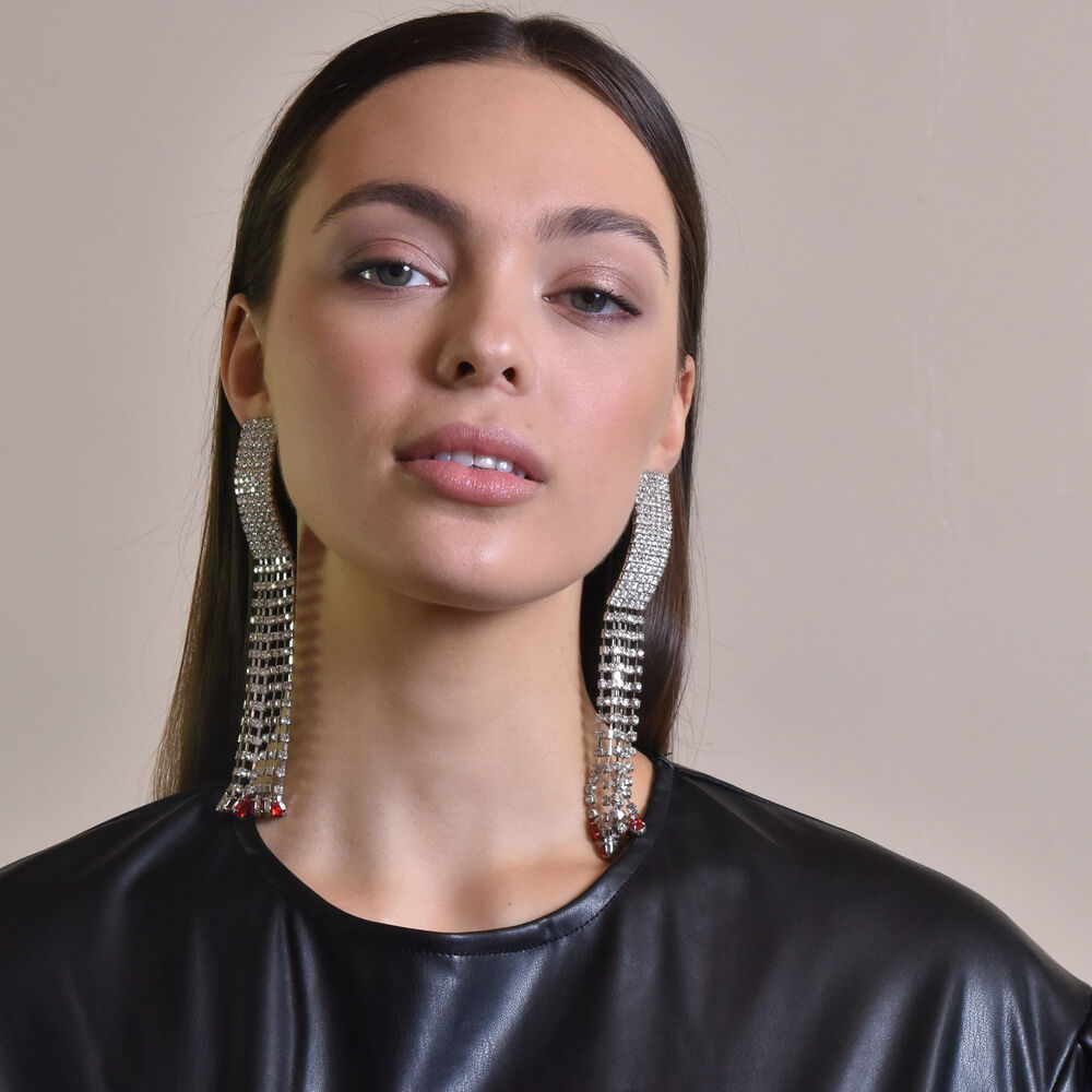 Culturesse Lemaire Catwalk Diamante Tassel Earrings