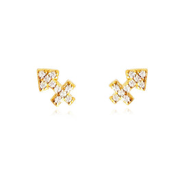 Culturesse Sagittarius Artisan Zirconia Pave Stud Earrings (Gold)