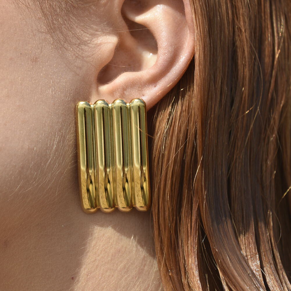 Culturesse Blaine Geo Statement Earrings (Gold)