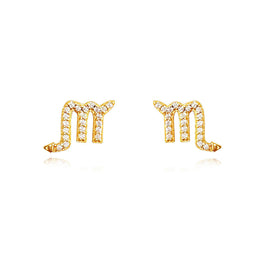 Culturesse Scorpio Artisan Zirconia Pave Stud Earrings (Gold)