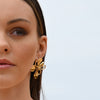 Culturesse Jolean Sculptured Flower Statement Earrings (Gold)