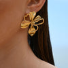 Culturesse Jolean Sculptured Flower Statement Earrings (Gold)