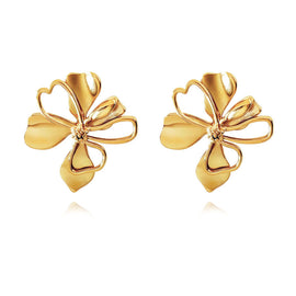 Culturesse Jolean Sculptured Flower Statement Earrings (Gold)