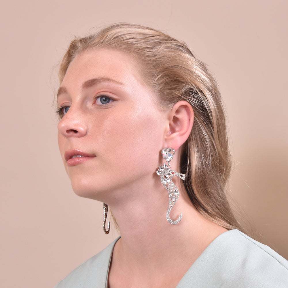 Culturesse Lexi Seahorse Rhinestone Drop Earrings