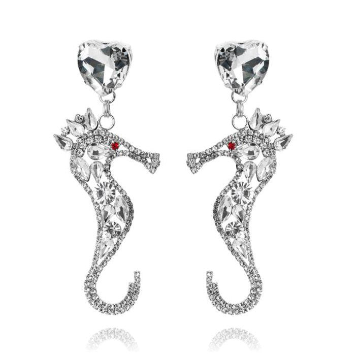 Culturesse Lexi Seahorse Rhinestone Drop Earrings