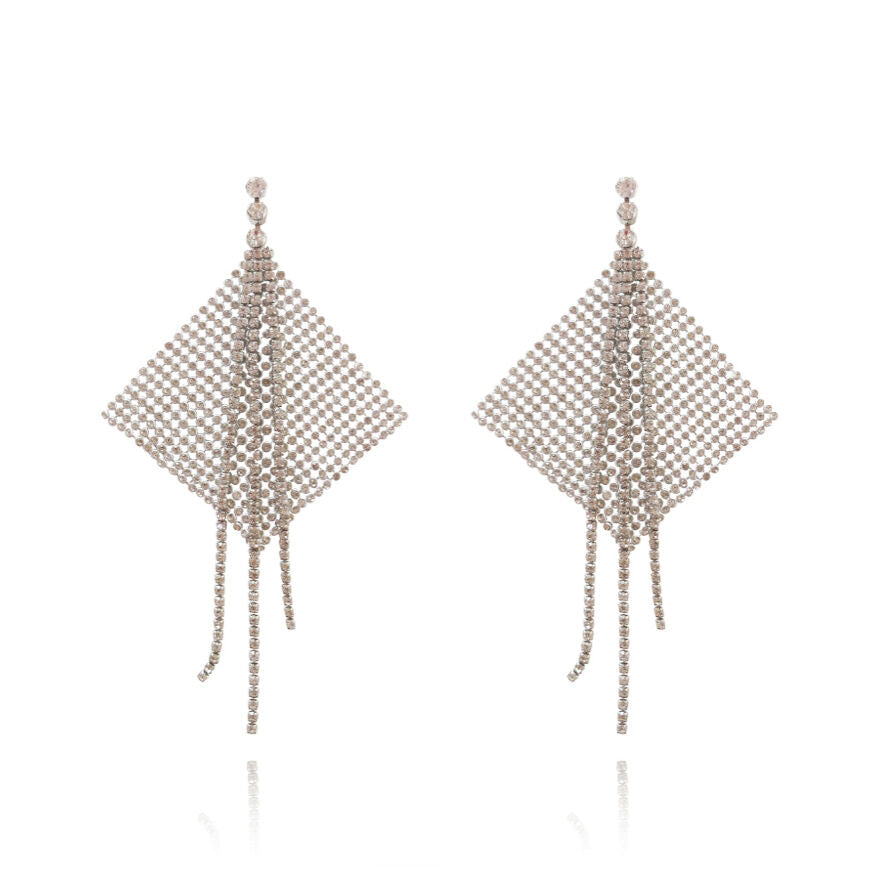 Culturesse Gem Runway Spotlight Mesh Earrings