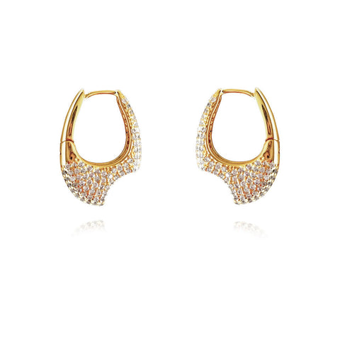 Culturesse Marlowe Artisan Shard-Edge Diamante Huggie Earrings (Gold)