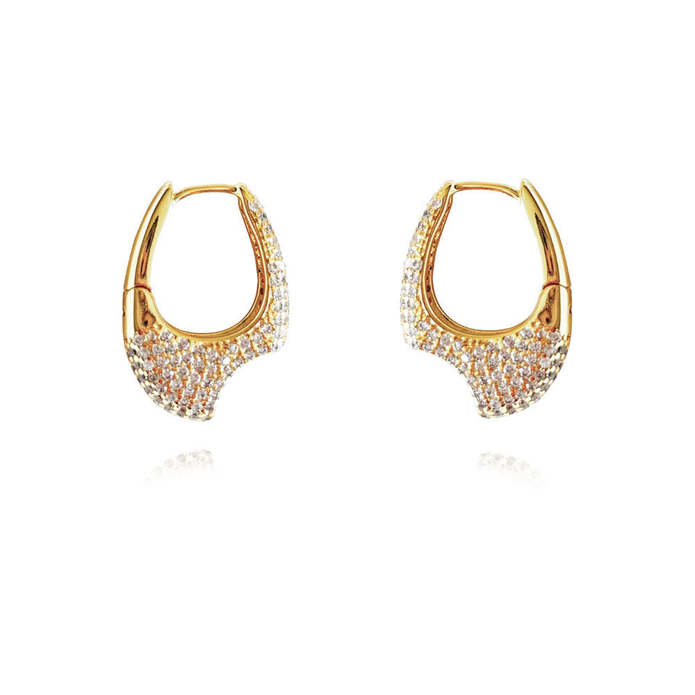 Culturesse Marlowe Artisan Shard-Edge Diamante Huggie Earrings (Gold)