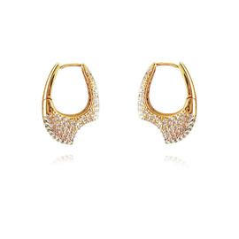 Culturesse Marlowe Artisan Shard-Edge Diamante Huggie Earrings (Gold)