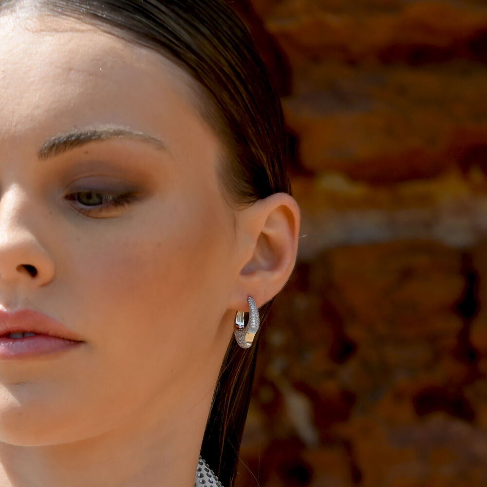 Culturesse Marlowe Artisan Shard-Edge Diamante Huggie Earrings (Silver)