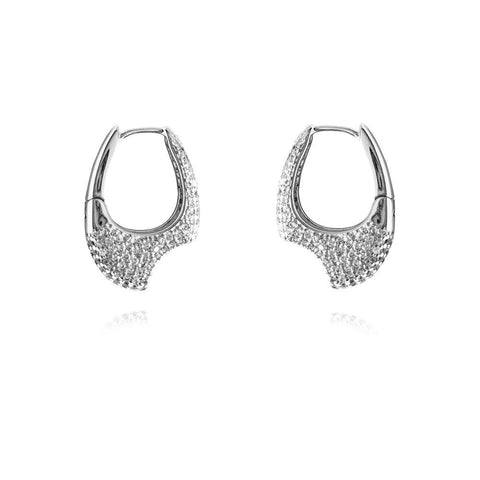 Culturesse Marlowe Artisan Shard-Edge Diamante Huggie Earrings (Silver)