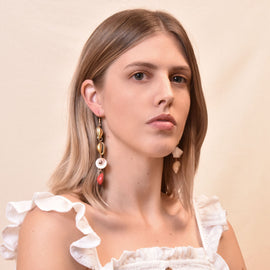 Culturesse LuLu Bohemian Mismatching Shell Drop Earrings