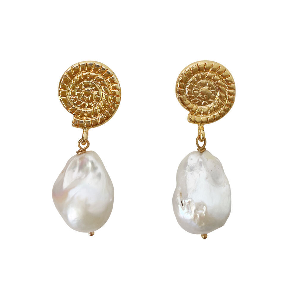 Culturesse Aurelia 24K Baroque Pearl Drop Earrings (Imperfect No.1)