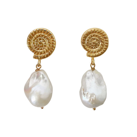 Culturesse Aurelia 24K Baroque Pearl Drop Earrings (Imperfect No.1)