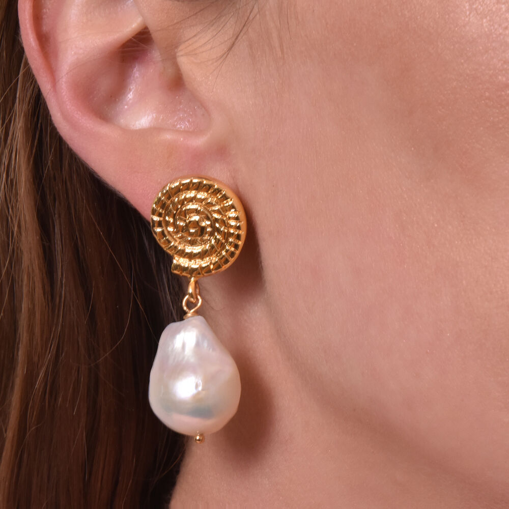Culturesse Aurelia 24K Baroque Pearl Drop Earrings (Imperfect No.3)