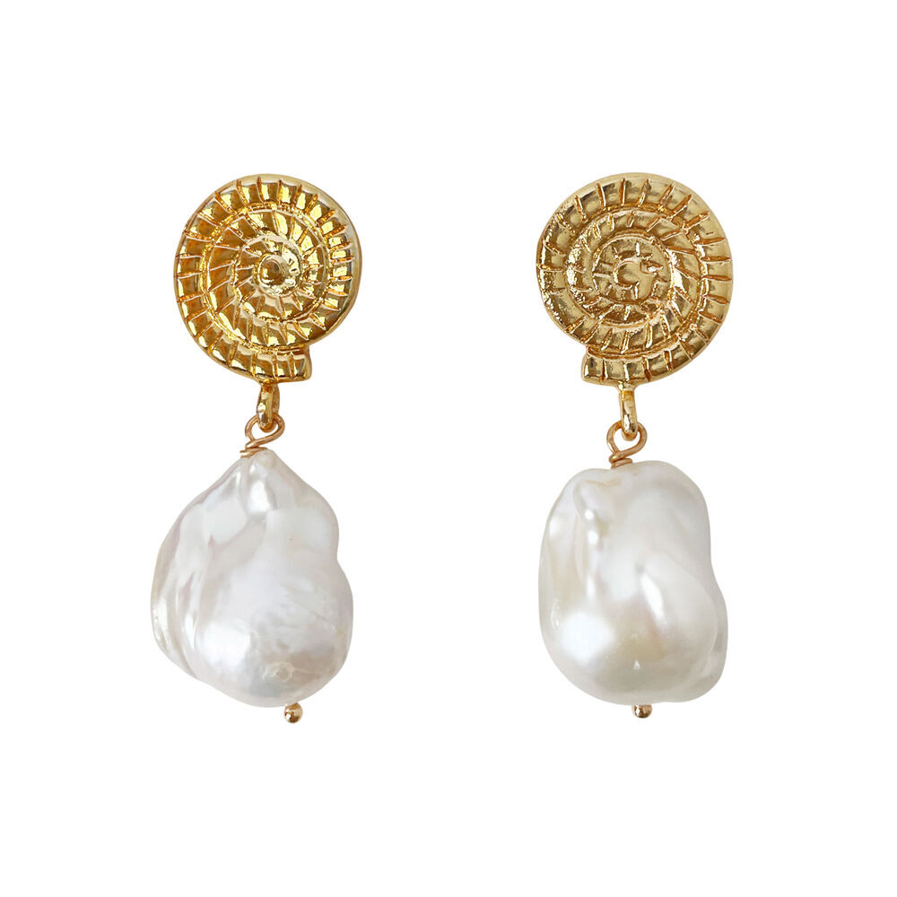 Culturesse Aurelia 24K Baroque Pearl Drop Earrings (Imperfect No.3)