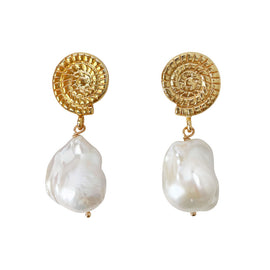 Culturesse Aurelia 24K Baroque Pearl Drop Earrings (Imperfect No.3)