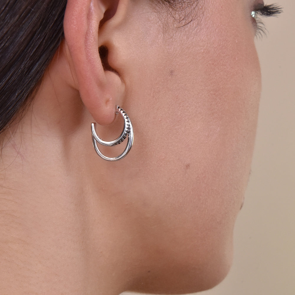 Culturesse Demi Silver Double Loop Earrings