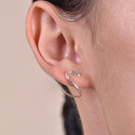 Culturesse Cassidy Artisan Dainty Serpent Earrings - Silver