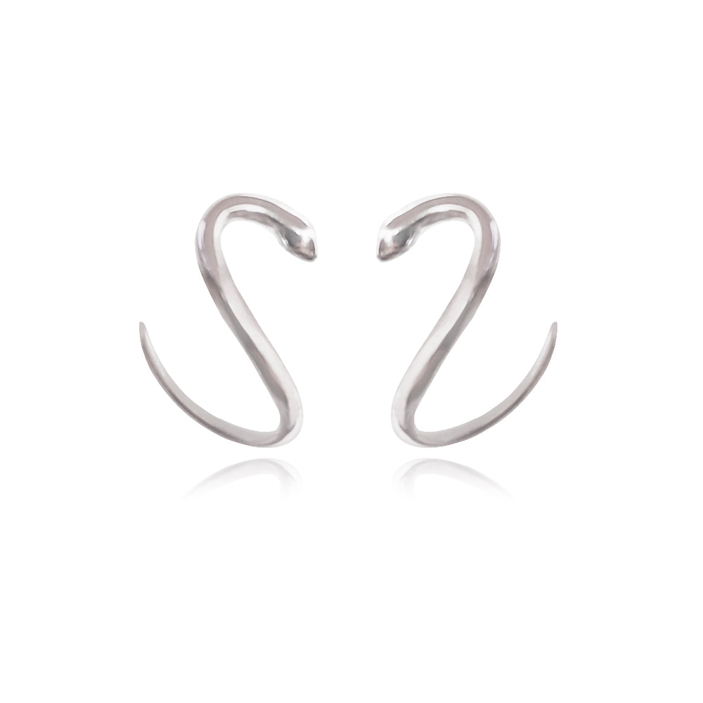 Culturesse Cassidy Artisan Dainty Serpent Earrings - Silver