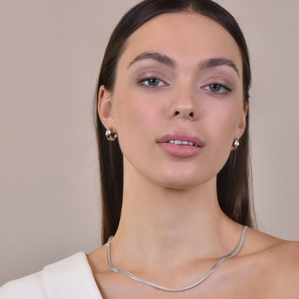 Culturesse Estrid Solid Silver Bowl Hoop Earrings