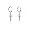 Culturesse Trinity Silver Cross Drop Earrings