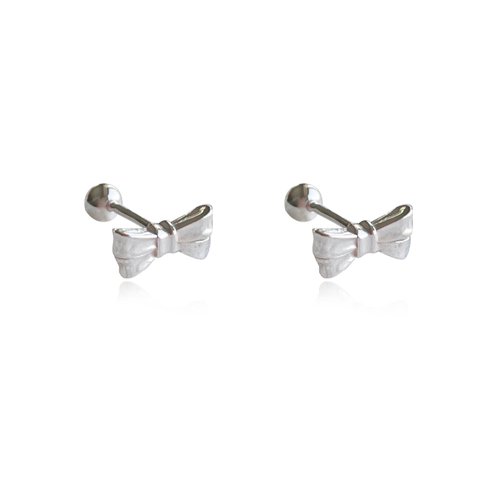 Culturesse Perri Dainty Silver Bow Earrings