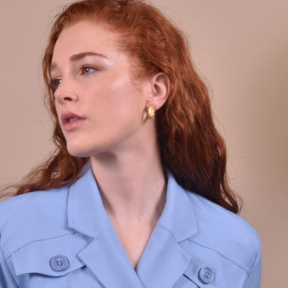 Culturesse Remi Gold Vermeil Textured Earrings