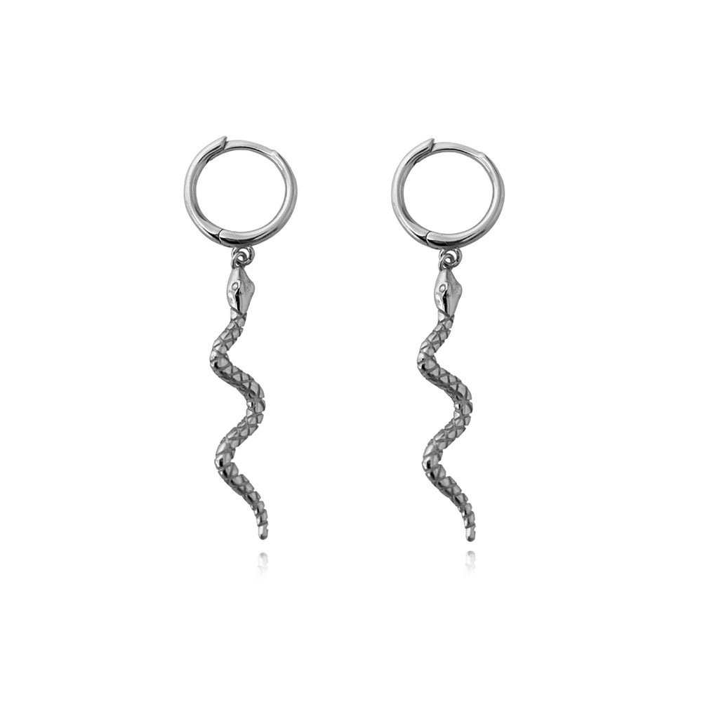 Culturesse Bambie Serpent Drop Earrings (Silver)