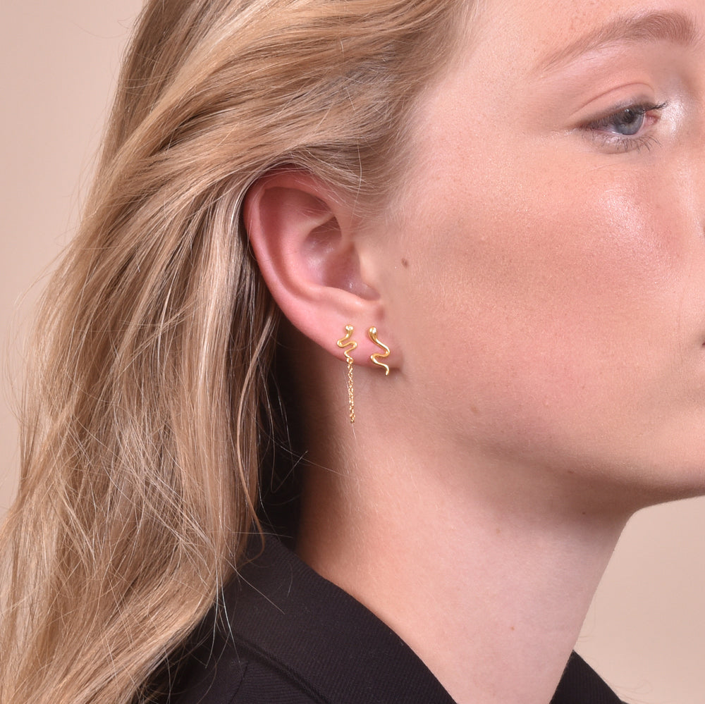 Culturesse Ava Gold Filled Snake Stud Earrings