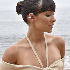 Culturesse Lonzo Ear Contour Solid Sculpture Cuff Earring (Single Piece)