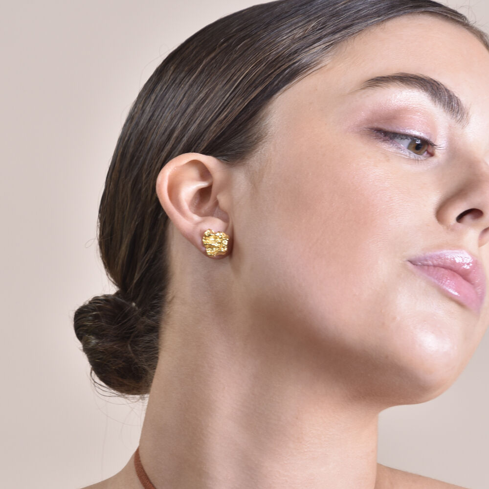 Culturesse Imani Solid Sculpture Stud Earrings (Gold)