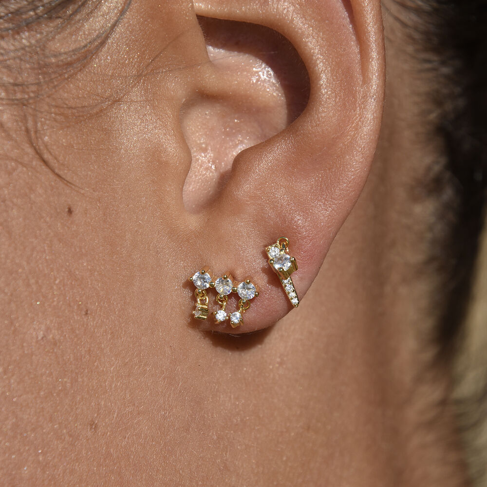 Culturesse Crisann Diamante Spike Stud Earrings (Gold)