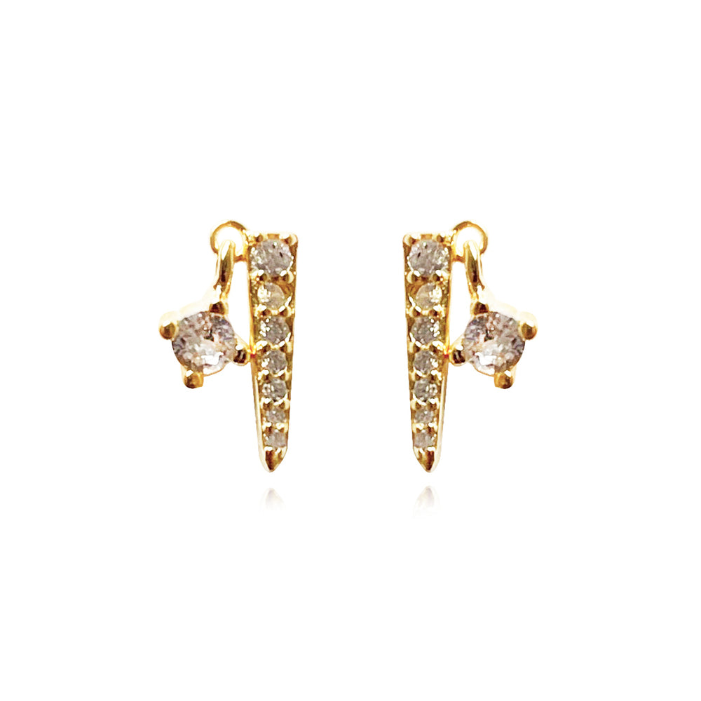 Culturesse Crisann Diamante Spike Stud Earrings (Gold)