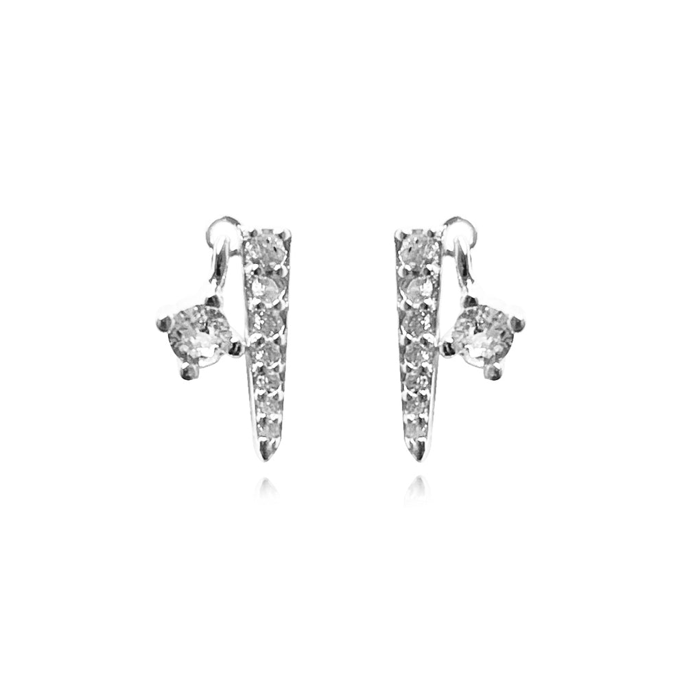 Culturesse Crisann Diamante Spike Stud Earrings (Silver)