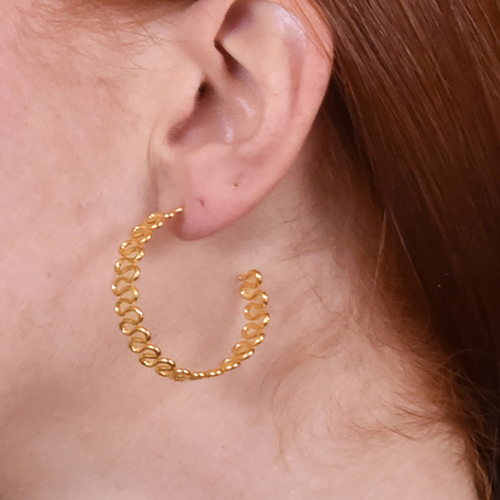 Culturesse Janae 24K Artisan Golden Spring Hoop Earrings