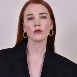 Culturesse Janae 24K Artisan Golden Spring Hoop Earrings