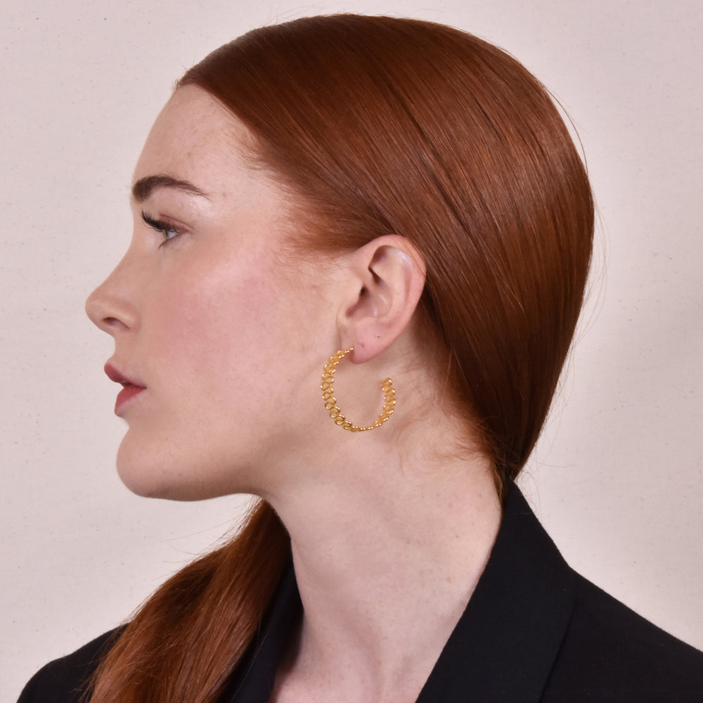 Culturesse Janae 24K Artisan Golden Spring Hoop Earrings