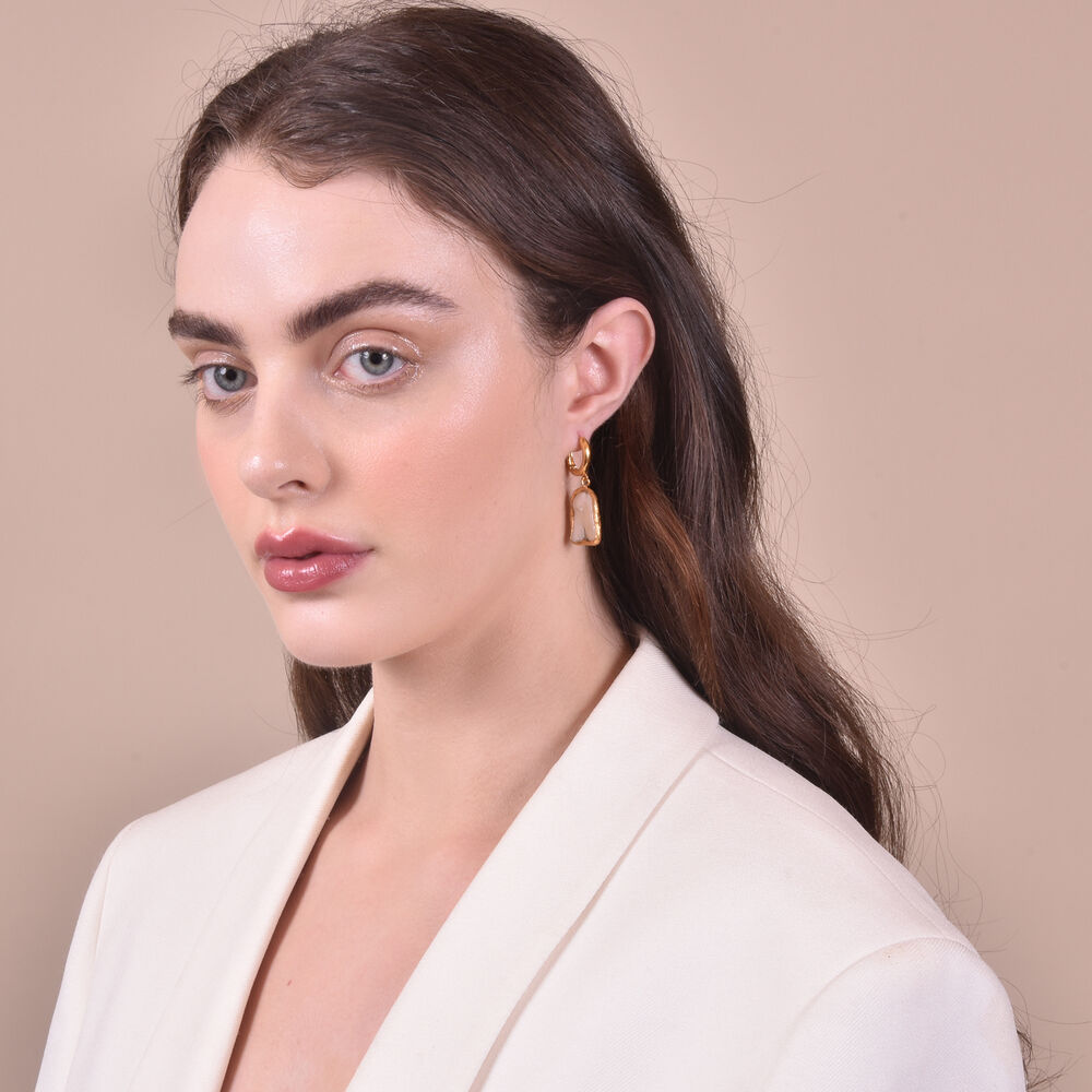 Culturesse Aerin 24K Gold Mother Of Pearl Drop Earrings