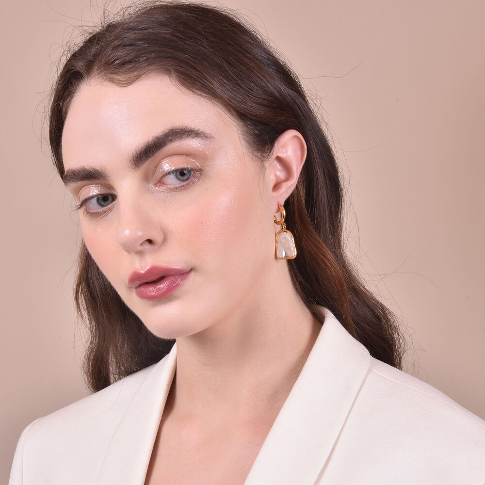 Culturesse Aerin 24K Gold Mother Of Pearl Drop Earrings