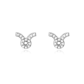 Culturesse Taurus Artisan Zirconia Pave Stud Earrings (Silver)
