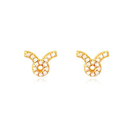 Culturesse Taurus Artisan Zirconia Pave Stud Earrings (Gold)