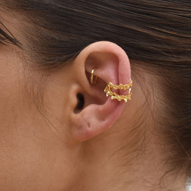 Culturesse Ivor Ear Contour Textured Twin Line Cuff Earring (Single Piece)