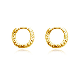 Culturesse Edda Textured Dainty Sleeper Hoop Earrings (Gold Vermeil)