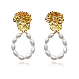 Culturesse Camila 24K Sculpture Pearl Drop Earrings