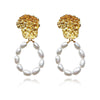 Culturesse Camila 24K Sculpture Pearl Drop Earrings