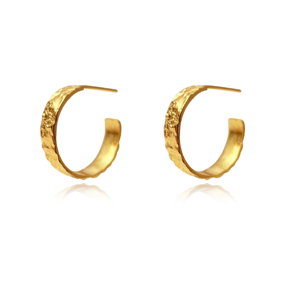 Culturesse Isador Textured Deco Hoop Earrings (Gold)