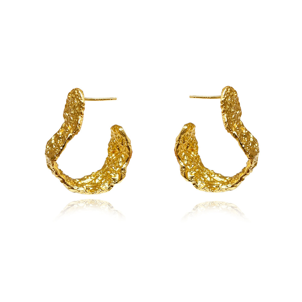 Culturesse Amandine Artisan Sculptural Flow Earrings (Gold Vermeil)