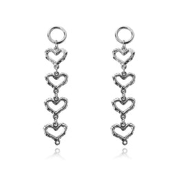 Culturesse Haven Artisan Sculptured Heart String Earrings (Silver)